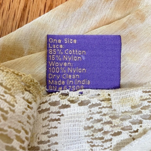 Boho Ethereal Fairy Sheer Tie Dye Floral Lace Crocheted Beach Scarf Wrap Shawl - Picture 9 of 15